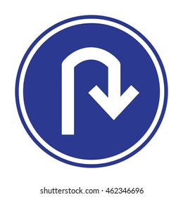 Traffic Sign U Turn Blue Stock Vector (royalty Free) 462346696 