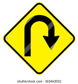 Vector Illustration Uturn Yellow Sign On Stock Vector (royalty Free 