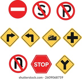 traffic sign vectoe illusteation collection set