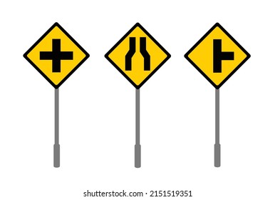 Ilustración del vector de signo de tráfico. Icono de signo de intersección.