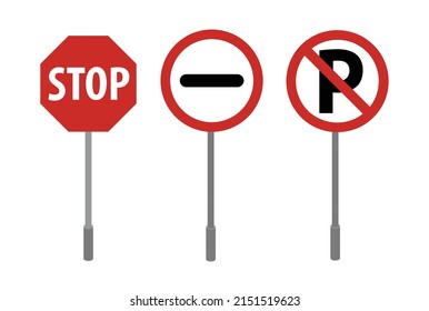 Traffic sign vector illustration. No parking sign, stop sign.