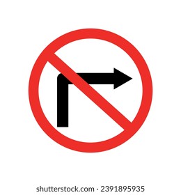 Traffic sign vector illustration, no right turn, traffic sign flat design.
