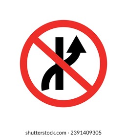 Traffic sign vector illustration, prohibited from changing lanes or traffic lanes from left to right, traffic sign flat design.
