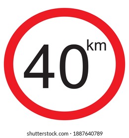 traffic sign vector illustration, the vehicle must not exceed the speed of 40 km