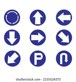 traffic sign vector set. Blue color graphics of a traffic sign.