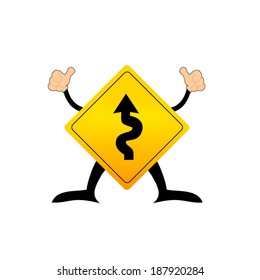 Traffic sign vector with winding road