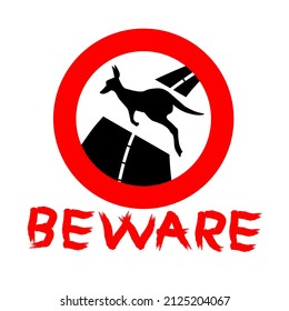 Traffic sign warning for kangaroos crossing the road. Vector illustration