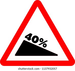 Traffic sign - The way slope up 40 Degree