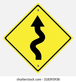 Traffic sign . winding roadsign vector illustration