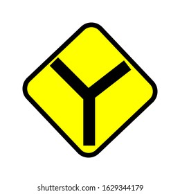 traffic sign Y intersection icon with a white background