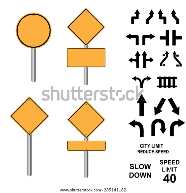 traffic sign yellow  road sign set vector\
Illustration on white\
background