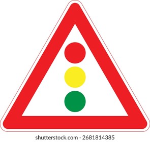 Símbolo do sinal de aviso de antecipação do sinal de trânsito em triângulo para alerta de segurança do condutor.