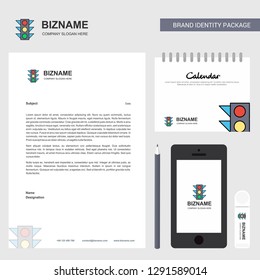 Traffic signal Business Letterhead, Calendar 2019 and Mobile app design vector template