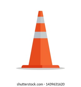 Traffic signal cone. Side view. Vector illustration, flat design, cartoon style. Isolated on white background.