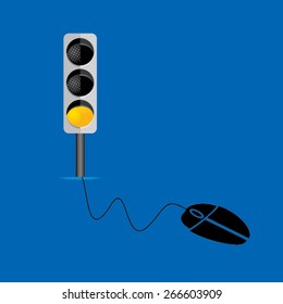 traffic signal connect with mouse technology concept 