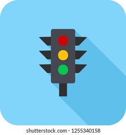 Traffic signal Flat multi color long shadow icon.