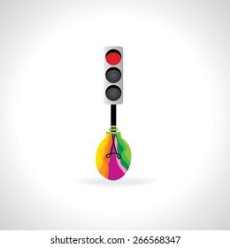 traffic signal idea vector connected with bulb