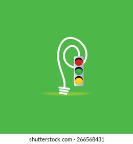 traffic signal idea vector connected with bulb