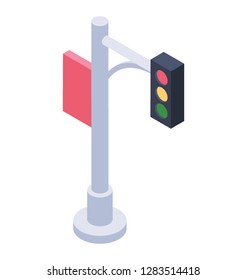 Traffic Signal, Isometric Vector Icon