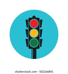 Traffic signal light contained with circle, vector illustration