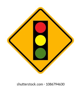 Traffic signal, lights ahead road sign 