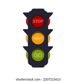 Traffic Signal On The Road. Direction, Control, Regulation For Vehicles And Pedestrians. Vector Illustration.