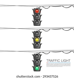 Traffic signal on a white background. Vector Illustration