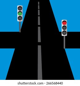 traffic signal with road idea vector illustration 