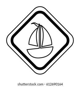 traffic signal with sailboat ship isolated icon