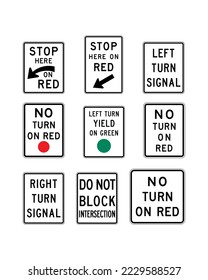 Traffic Signal Signs set. Vector illustration