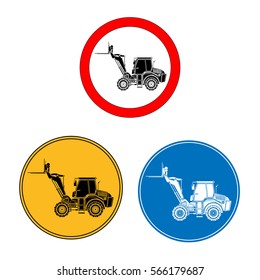 traffic signal with silhouette fork lift loader  isolated illustration for banner internet poster, flatten isolated illustration vector