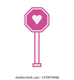 traffic signal with valentines day heart vector illustration design