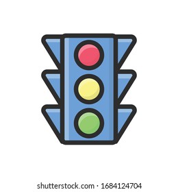Traffic signal  Vector filled outline icon style illustration.