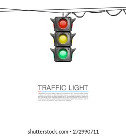 Traffic signal white background, Traffic light, Vector Illustration