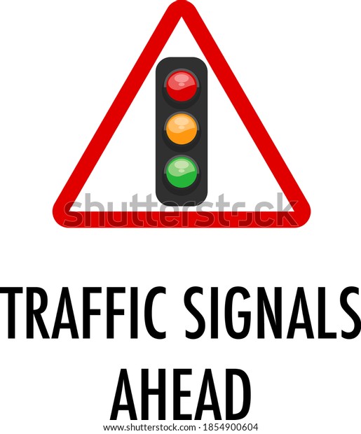Traffic signals ahead sign on white\
background\
illustration
