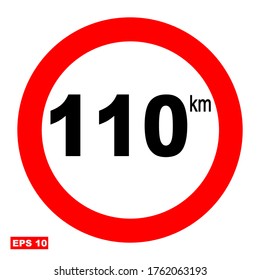 Traffic Signmaximum Speed Limit Signs 110 Stock Vector (Royalty Free