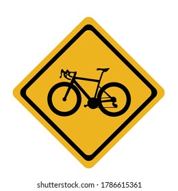 Traffic signs, black signs on a yellow background.Road signs for bicycles.