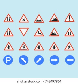 traffic signs, blue background