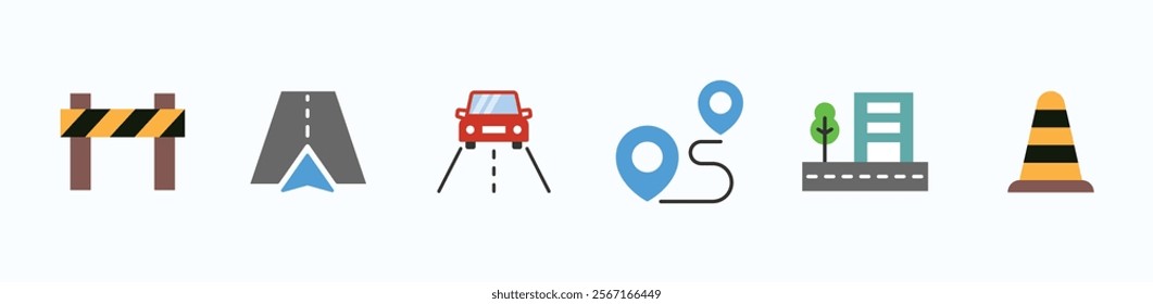 Traffic signs and cone icon vector. Road divider with cones. Roadblock or Road barrier mark for apps or websites, symbol illustration