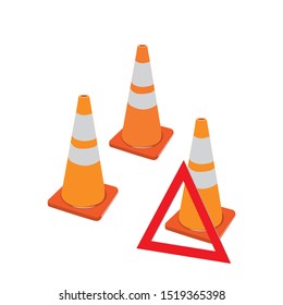 traffic signs and cones, vector illustration
