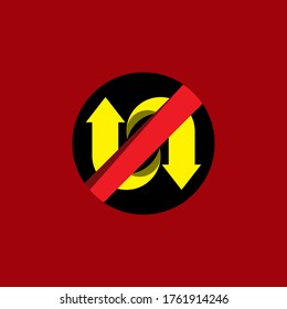 Traffic signs design vector template. arrow vector with black circle. isolated on red