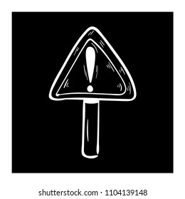 traffic signs doodle flat black