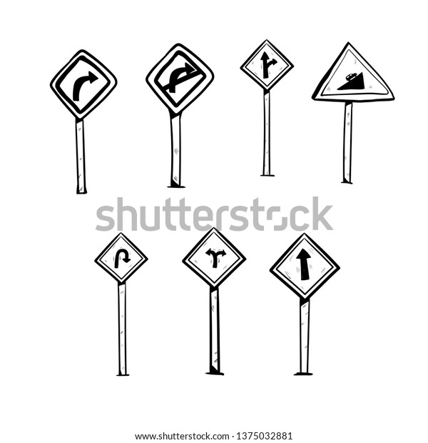 Traffic Signs Doodle Icon Vector Drawing Stock Vector (Royalty Free ...