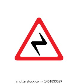 Traffic signs, electric cable overhead. Vector icon