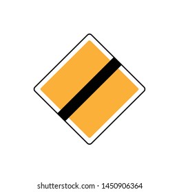 Traffic signs, end of priority road. Vector icon