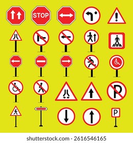 traffic signs flat design illustrator