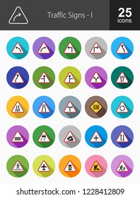 Traffic Signs Flat Long Shadow Icons