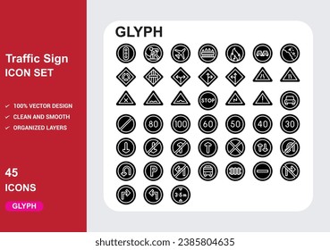 traffic signs Glyph Icons with White Background Free Vector