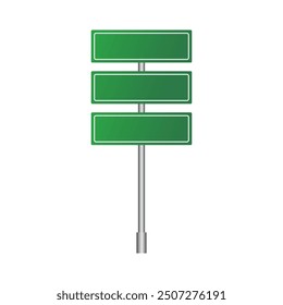 Traffic signs, green road signs blank. Blank signs vector for information of road direction.