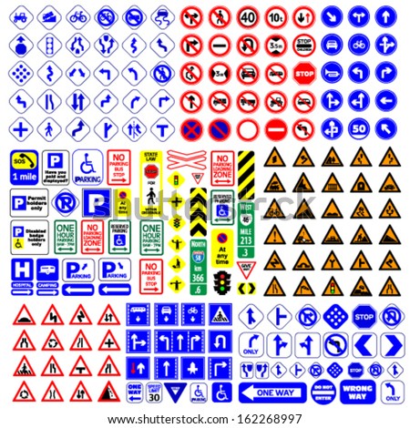 traffic signs group vector illustration